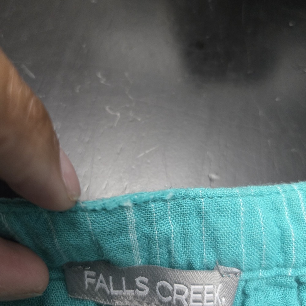 Falls Creek Striped Cotton Gauze Muslin Shirt Womens Md Turquoise Coastal Resort - Picture 4 of 7